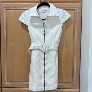 Alice + Olivia White Denim Mini Dress (Size 0)